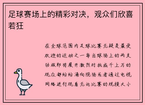 足球赛场上的精彩对决，观众们欣喜若狂